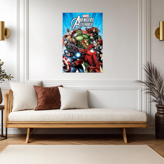 Avengers Assemble | Thor Hulk Iron Man & Captain America | Comics Cartoon Poster - Movies & TV Poster