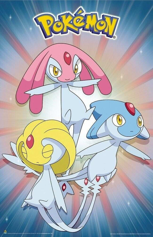 Pokémon | Sinnoh Lake Trio Uxie Mesprit & Azelf | Anime Game Poster - Anime Poster