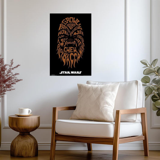 Star Wars | Chewbacca Typographic Portrait | "Wookiee Words" Art Poster - Movies & TV Poster