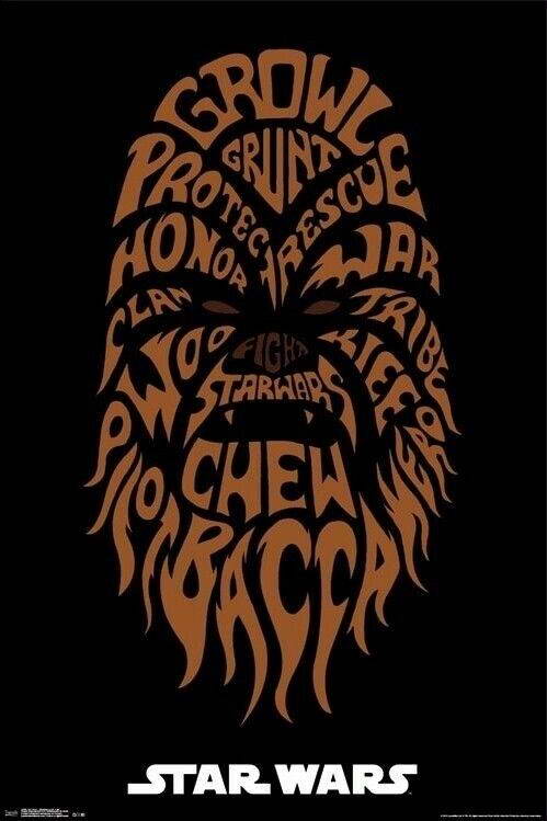 Star Wars | Chewbacca Typographic Portrait | "Wookiee Words" Art Poster - Movies & TV Poster