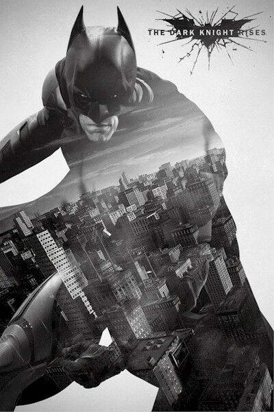 The Dark Knight Rises | Christian Bale Batman Silhouette | Superhero Movie Poster - Movies & TV Poster