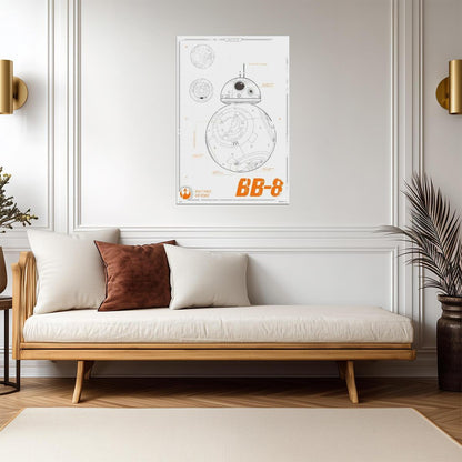 Star Wars: The Force Awakens | BB-8 Astromech Droid Diagram | Sci-Fi Movie Poster - Movies & TV Poster