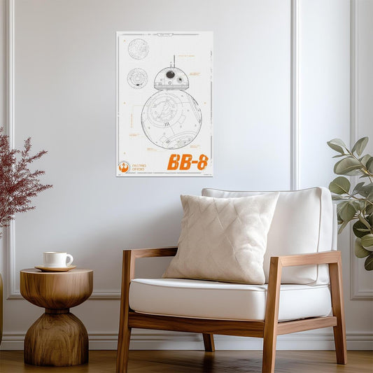 Star Wars: The Force Awakens | BB-8 Astromech Droid Diagram | Sci-Fi Movie Poster - Movies & TV Poster