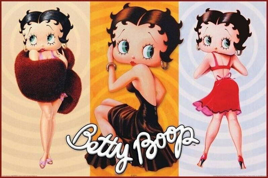 Betty Boop Three Poses | Classic Cartoon Character Poster | Black and White Art - Movies & TV Poster