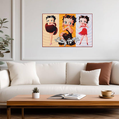 Betty Boop Three Poses | Classic Cartoon Character Poster | Black and White Art - Movies & TV Poster