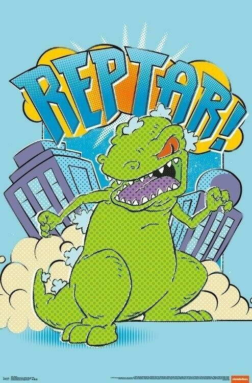 Rugrats | Reptar Attacks the City | Nickelodeon 90s Cartoon Poster - Movies & TV Poster