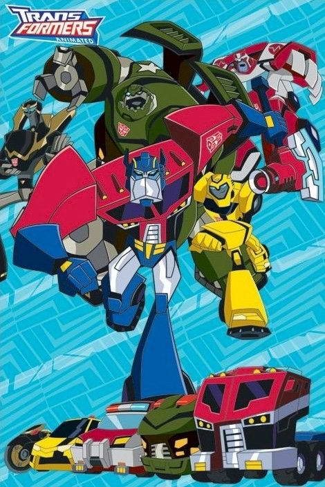 Transformers Animated | Optimus Prime & Bumblebee | Autobots Cartoon Poster - Movies & TV Poster