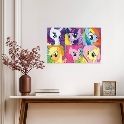 My Little Pony: Friendship Is Magic | Mane Six Faces Collage | Kids Cartoon Poster - Movies & TV Poster