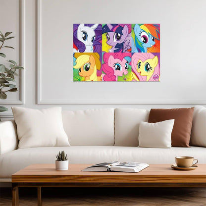 My Little Pony: Friendship Is Magic | Mane Six Faces Collage | Kids Cartoon Poster - Movies & TV Poster