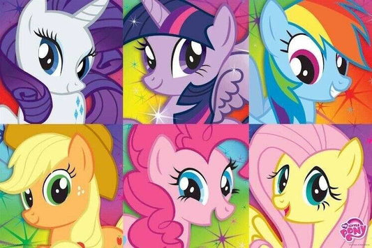 My Little Pony: Friendship Is Magic | Mane Six Faces Collage | Kids Cartoon Poster - Movies & TV Poster