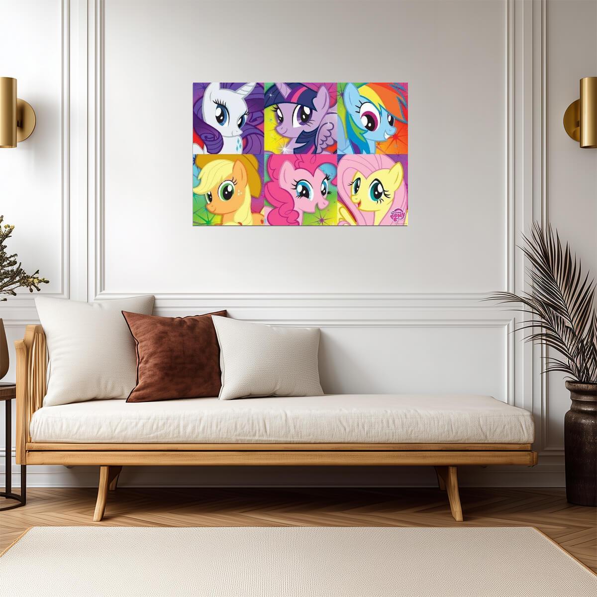 My Little Pony: Friendship Is Magic | Mane Six Faces Collage | Kids Cartoon Poster - Movies & TV Poster