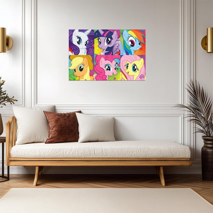 My Little Pony: Friendship Is Magic | Mane Six Faces Collage | Kids Cartoon Poster - Movies & TV Poster