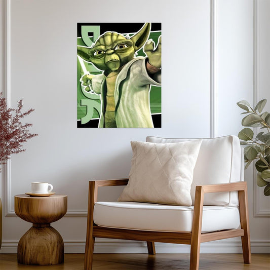 Star Wars: The Clone Wars | Yoda Force Push | Animated Movie Poster - Movies & TV Poster