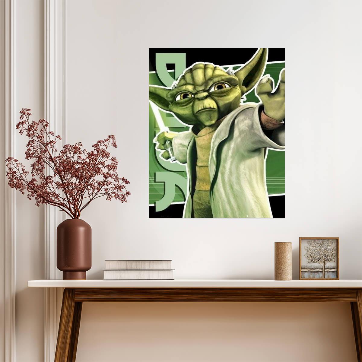 Star Wars: The Clone Wars | Yoda Force Push | Animated Movie Poster - Movies & TV Poster