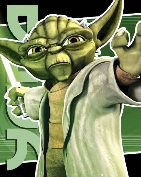 Star Wars: The Clone Wars | Yoda Force Push | Animated Movie Poster - Movies & TV Poster