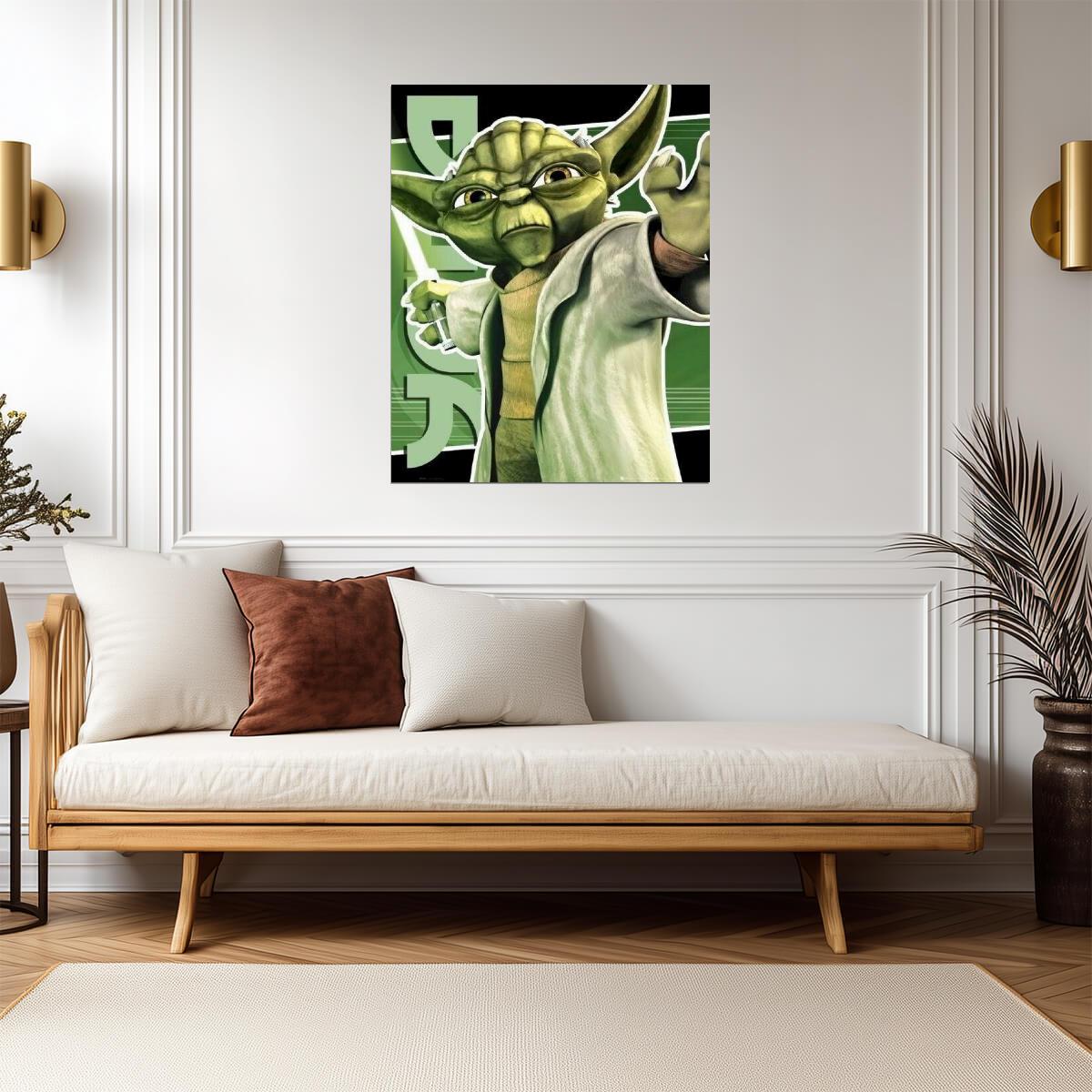 Star Wars: The Clone Wars | Yoda Force Push | Animated Movie Poster - Movies & TV Poster