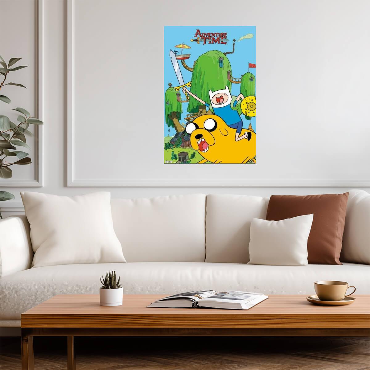 Adventure Time | Finn & Jake with Sword & Shield | Cartoon Network Poster - Movies & TV Poster