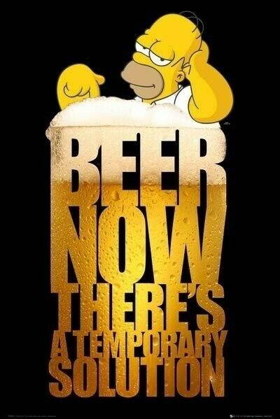 The Simpsons | Homer "Beer The Temporary Solution" Quote | Funny Cartoon Poster - Movies & TV Poster