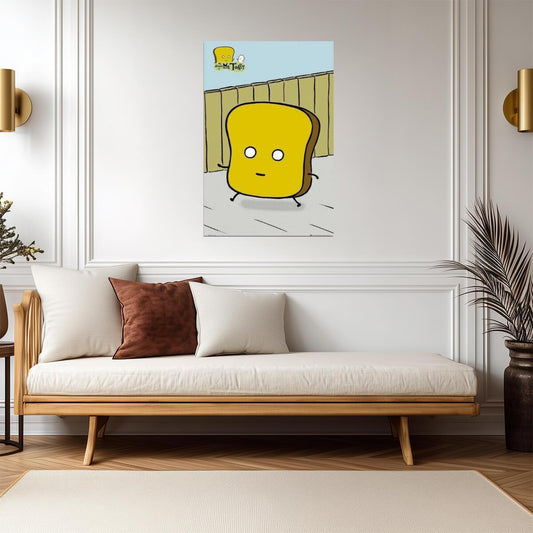 The World of Mr. Toast | Walking Mr. Toast Poster | Indie Cartoon Art - Movies & TV Poster