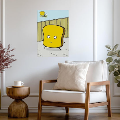 The World of Mr. Toast | Walking Mr. Toast Poster | Indie Cartoon Art - Movies & TV Poster