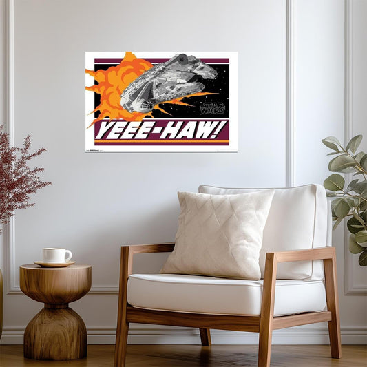 Star Wars Millennium Falcon | "Yee Haw!" Han Solo Quote | Sci-Fi Poster - Movies & TV Poster