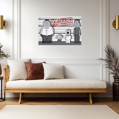 Family Guy | Quahog's Most Wanted | Black and White Art Poster - Movies & TV Poster