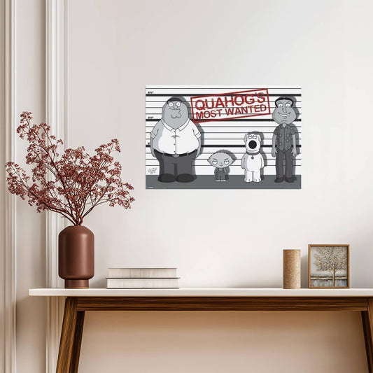Family Guy | Quahog's Most Wanted | Black and White Art Poster - Movies & TV Poster