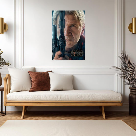 Star Wars: The Force Awakens | Han Solo with Blaster | Harrison Ford Movie Poster - Movies & TV Poster