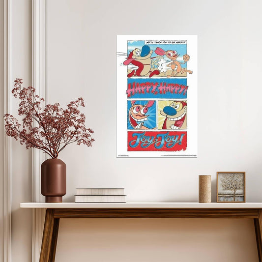 Ren & Stimpy | "Happy Happy Joy Joy" Quote | 90s Cartoon Poster - Movies & TV Poster