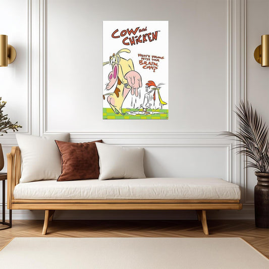 Cow & Chicken | "What's Wrong With Your Brain?" Quote | 90s Cartoon Poster - Movies & TV Poster