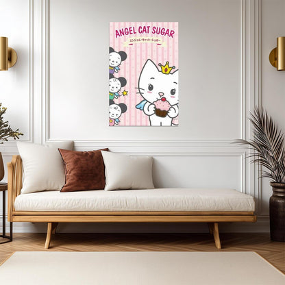 Angel Cat Sugar | Cute Cupcake Cartoon Poster | Kids Room Decor - For Kids Poster