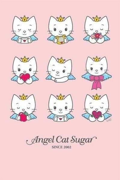 Angel Cat Sugar Wink Collage | Cute Cartoon Poster | Nursery Wall Art - For Kids Poster