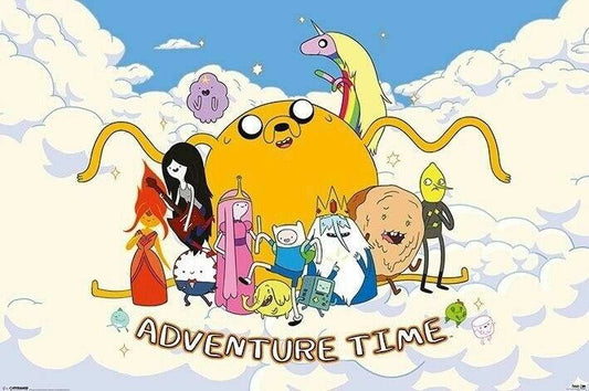 Adventure Time Cast in Clouds | Finn Jake & Friends | Cartoon Network Poster - Movies & TV Poster