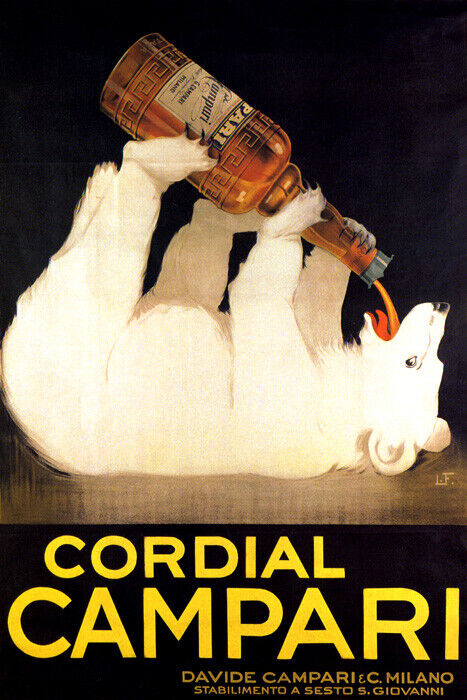 Cordial Campari Vintage Poster | Italian Liquor Ad with White Bear