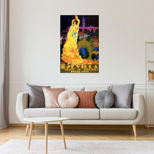 Sevilla Flamenco Poster | 1933 Spanish Festival Dancer Vintage Print