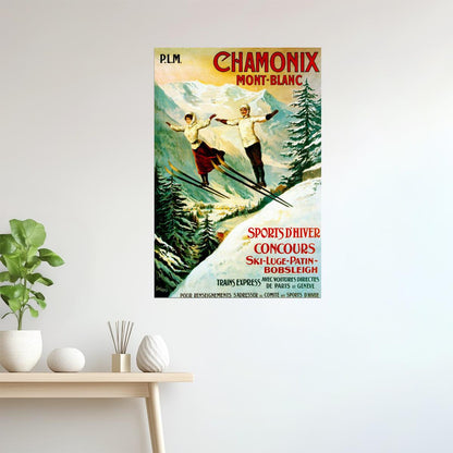 Chamonix Winter Sports Poster | Mont Blanc Skiing Alps Vintage Art