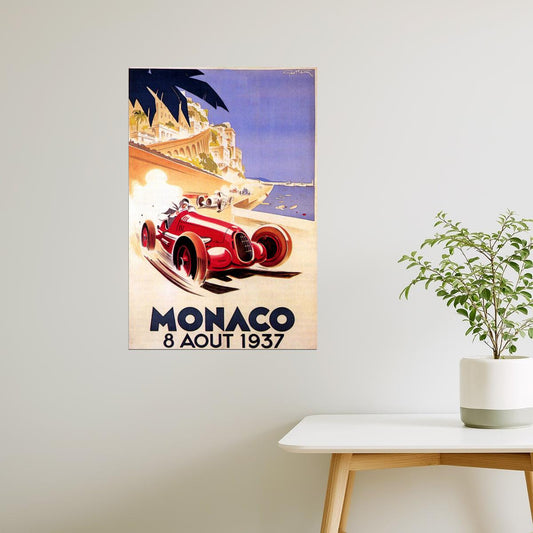 Monaco Grand Prix 1937 Poster | Vintage Racing Car by the Coast