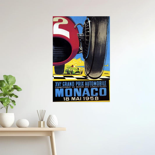 Monaco Grand Prix 1958 Poster | Retro Formula 1 Car Racing Art
