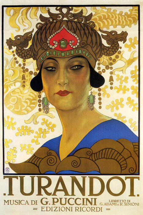 Turandot Opera Poster | Vintage Puccini Theater Art Nouveau Design