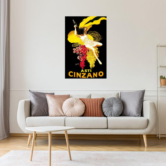 Asti Cinzano Poster | Wine Advertisement with Dancing Grape Woman