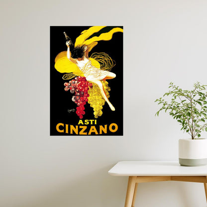Asti Cinzano Poster | Wine Advertisement with Dancing Grape Woman