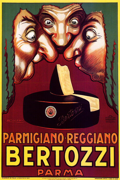 Bertozzi Cheese Poster | Parmigiano Reggiano Ad with Comic Faces