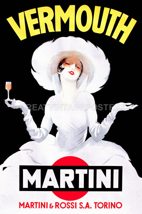 Vermouth Martini Poster | Vintage Italian Drink Ad with Woman in White
