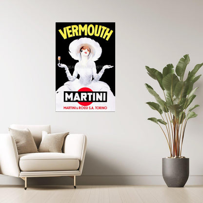 Vermouth Martini Poster | Vintage Italian Drink Ad with Woman in White
