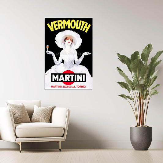 Vermouth Martini Poster | Vintage Italian Drink Ad with Woman in White