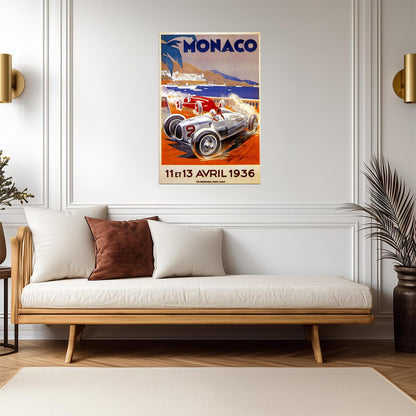 Monaco Grand Prix 1936 Poster | Vintage Car Racing Event Advertisement