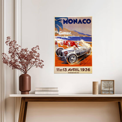 Monaco Grand Prix 1936 Poster | Vintage Car Racing Event Advertisement