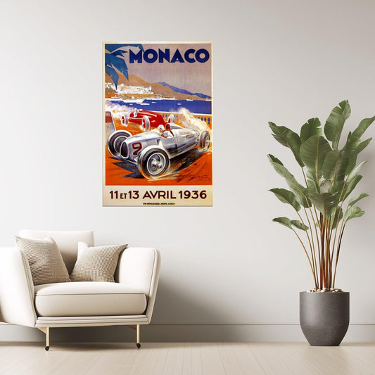 Monaco Grand Prix 1936 Poster | Vintage Car Racing Event Advertisement