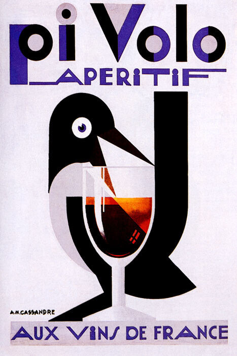 Pivolo Aperitif | French Red Wine Advertisement with Bird and Goblet Poster