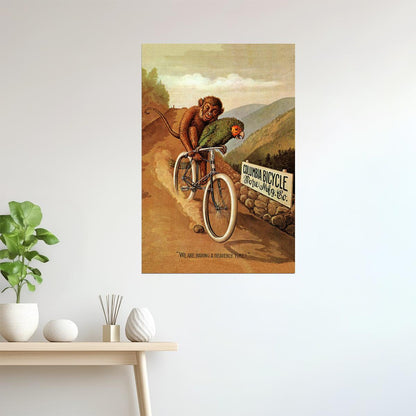 Columbia Bicycle | American Vintage Ad with Parrot and Monkey Poster
